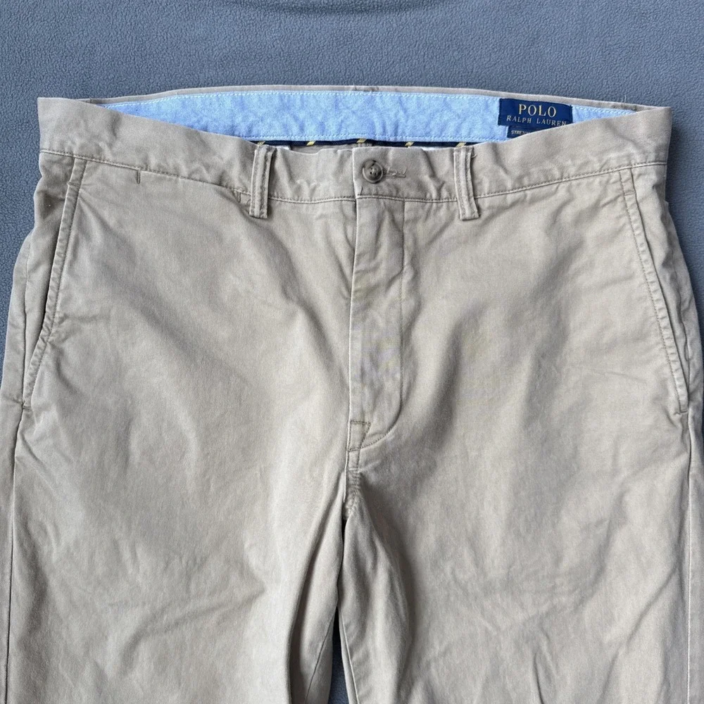 Polo Ralph Lauren Chino Pants Mens 34x34 Khaki Stretch Cotton Twill Straight Fit